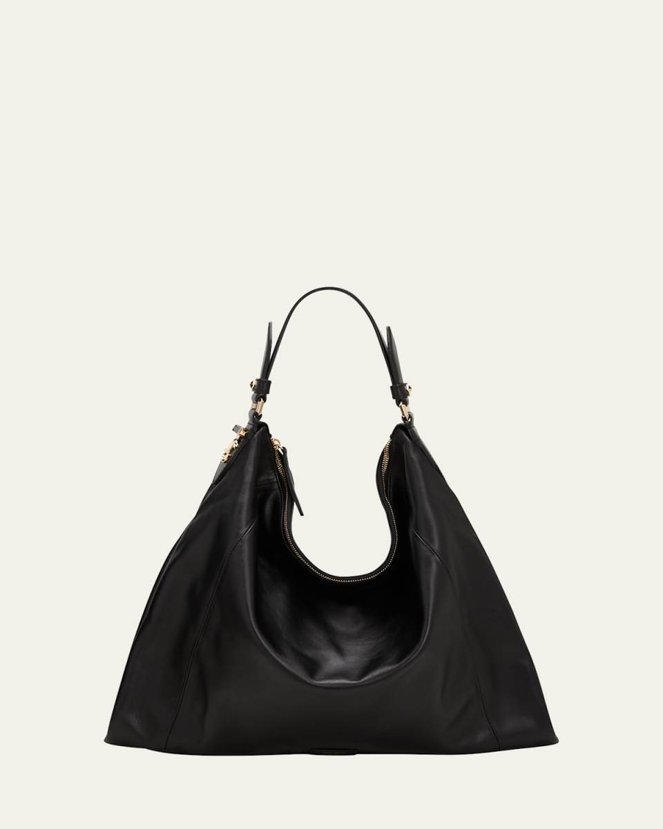 Ana Zip Leather Hobo Bag