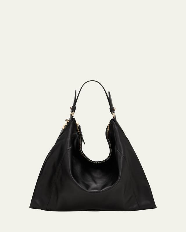 Ana Zip Leather Hobo Bag