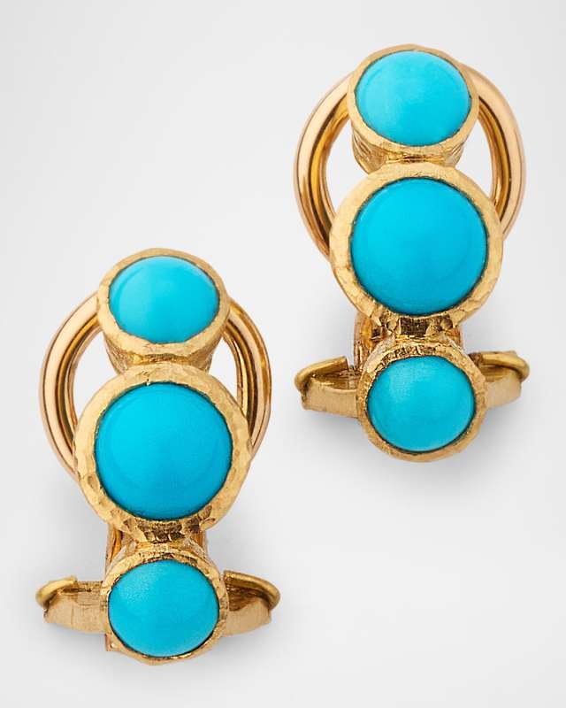 19K Sleeping Beauty Vertical Turquoise Earrings