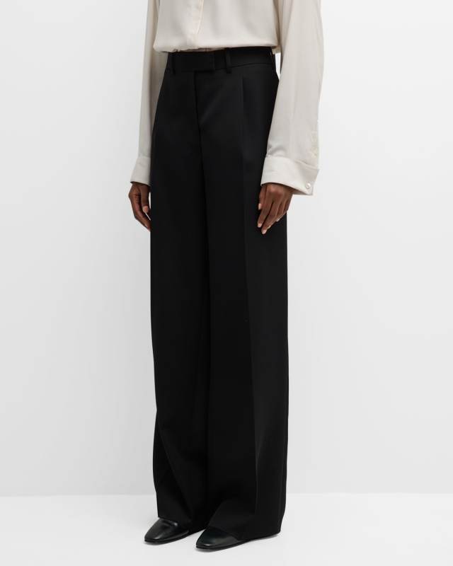 Roan High-Rise Pleated Straight-Leg Pants