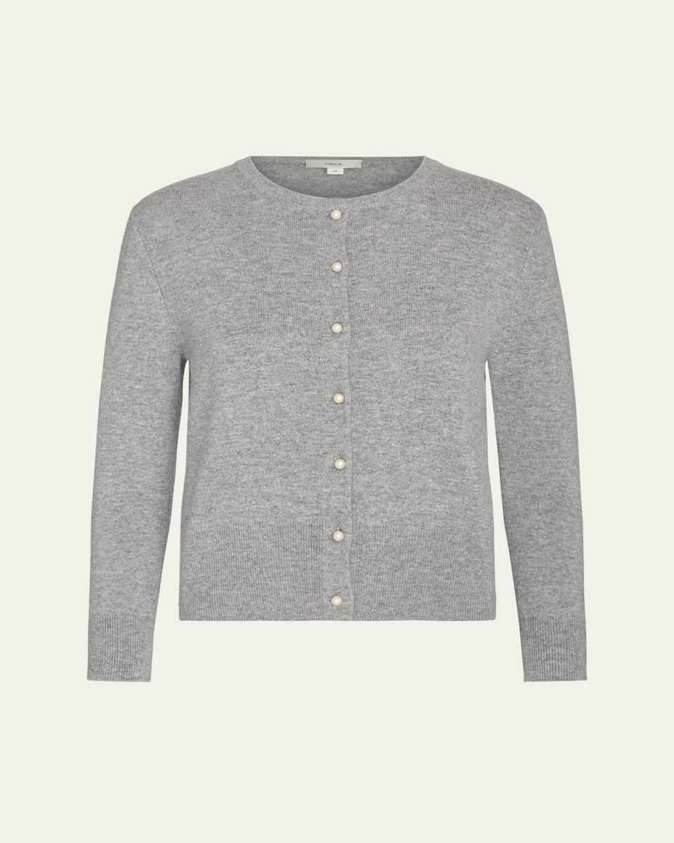 Wool and Cashmere Pearly Button Cardigan