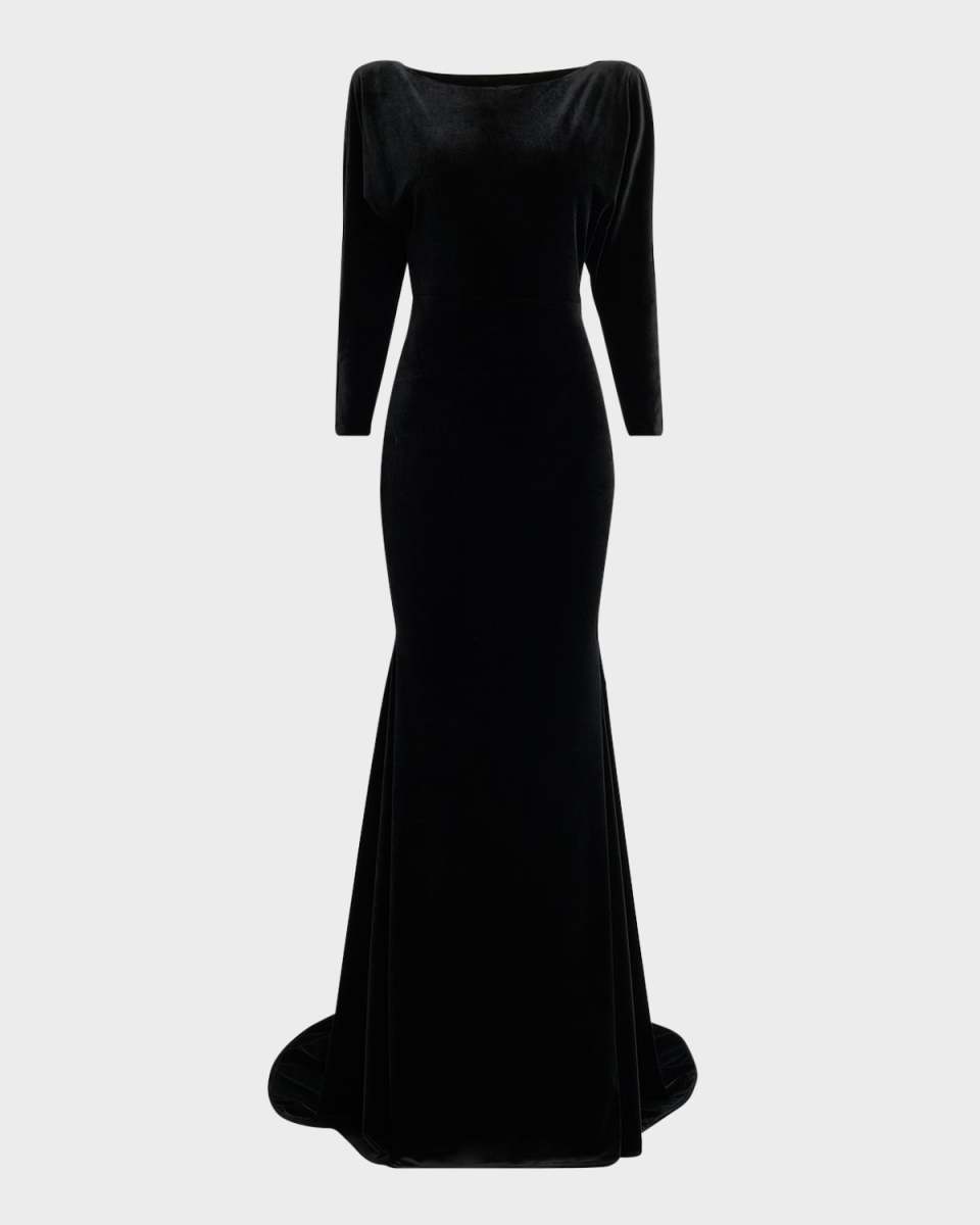 Velvet Gown with Open Cowl Back