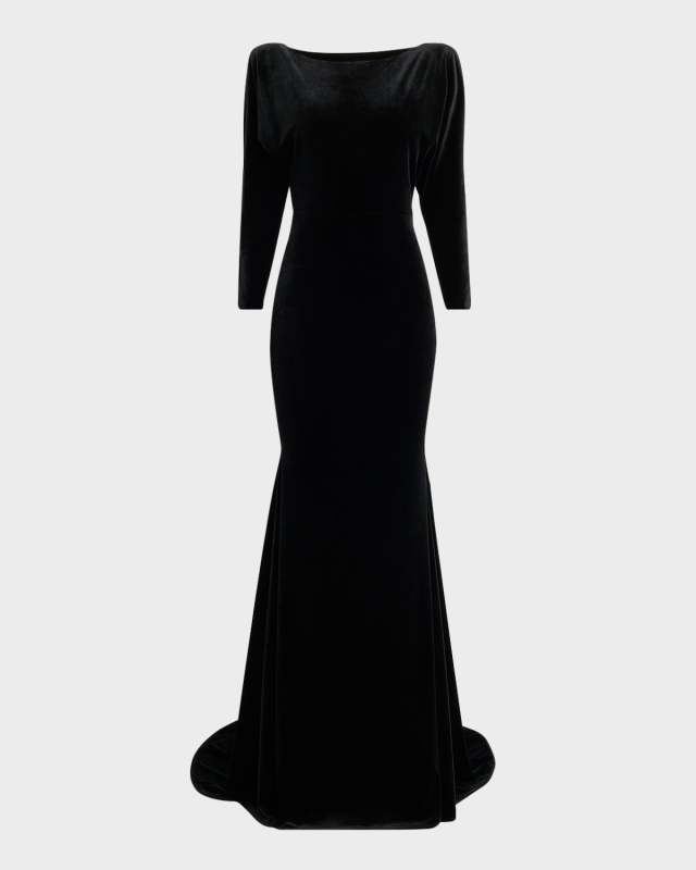 Velvet Gown with Open Cowl Back