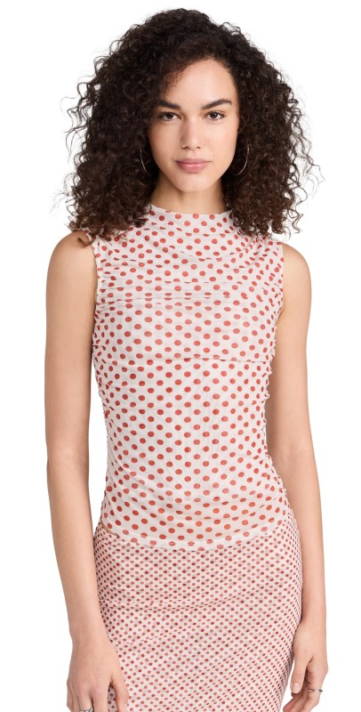 Miaou Cam Top White Polka Dot