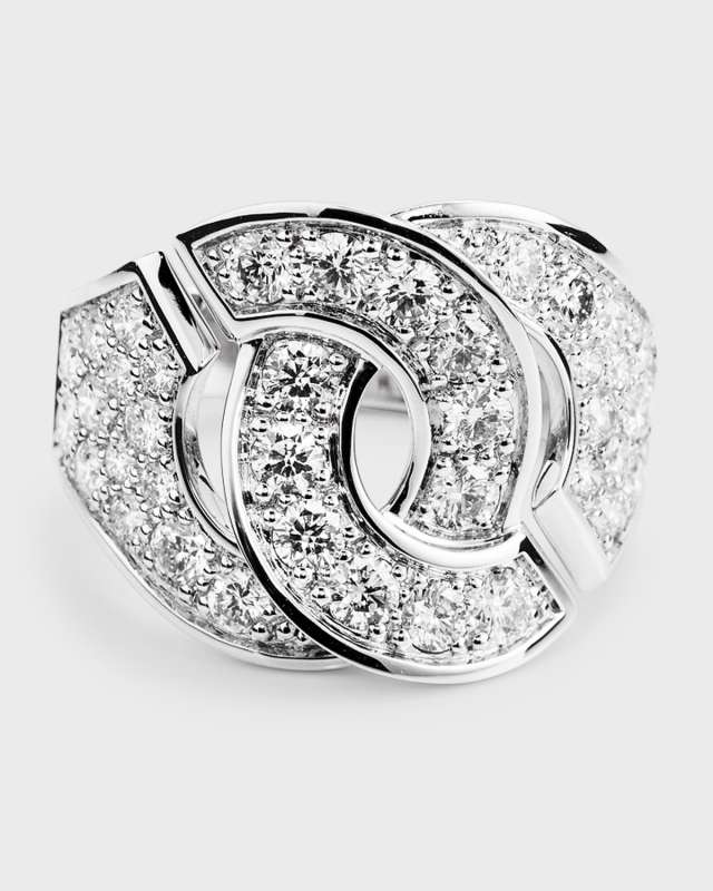 Menottes 18K White Gold and Diamond R12 Ring, Size 6.5 (53)
