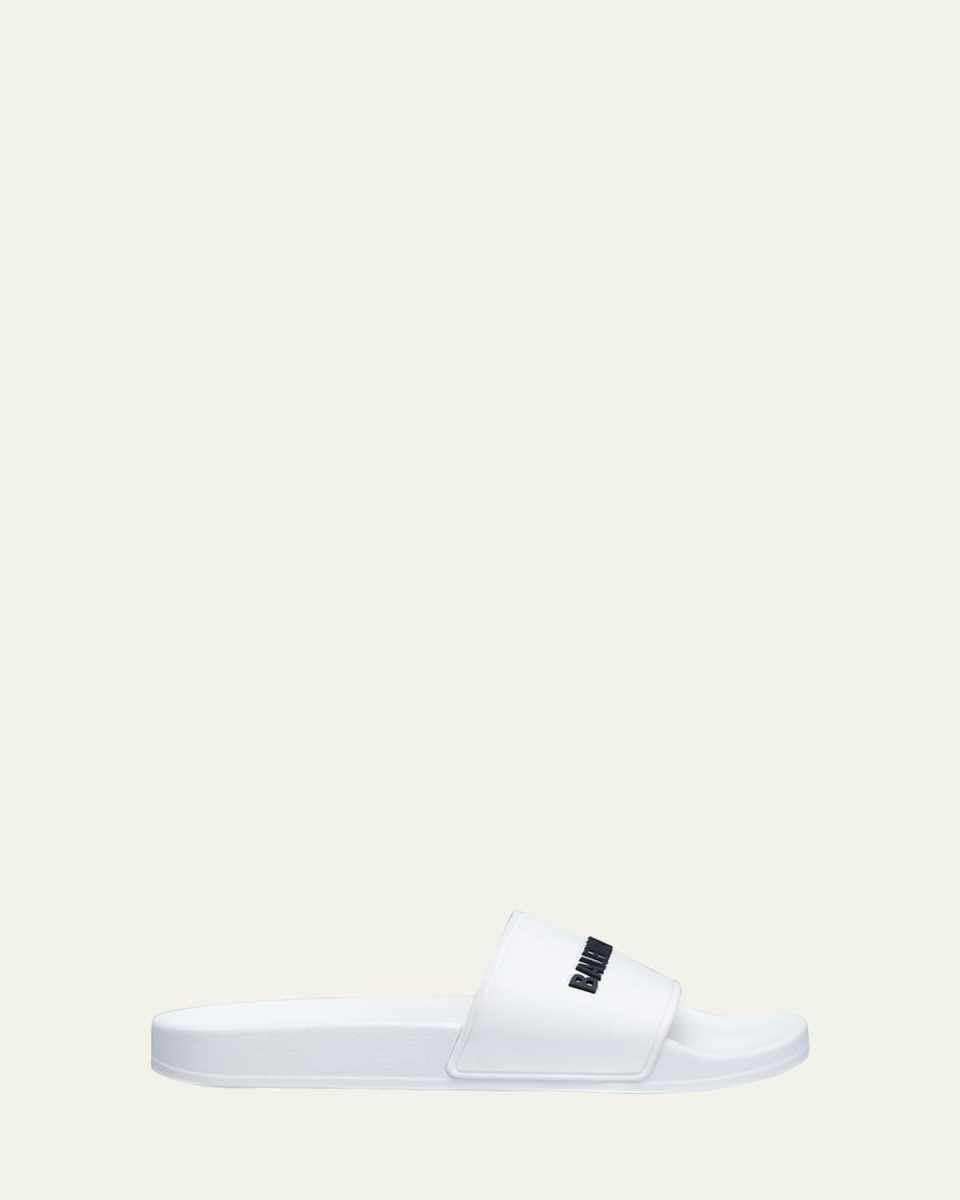 Logo Pool Slide Sandals, White