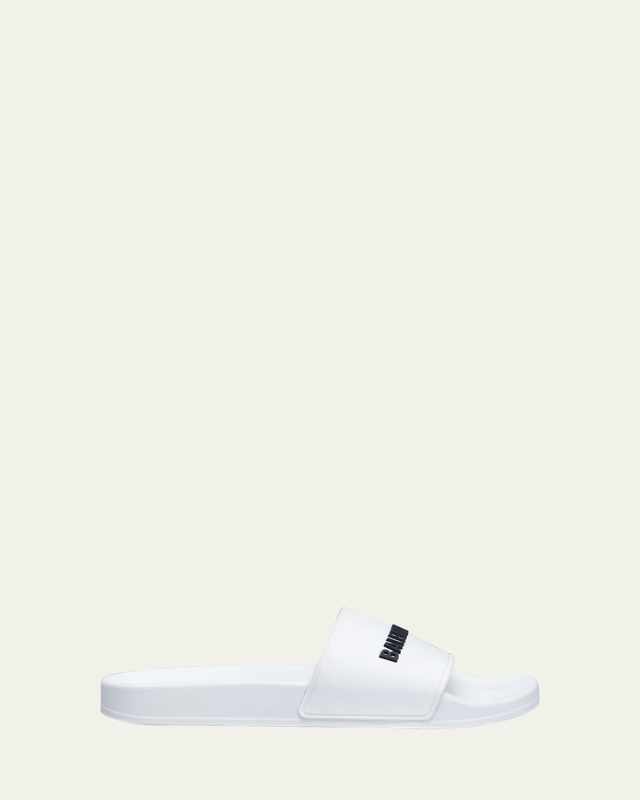 Logo Pool Slide Sandals, White