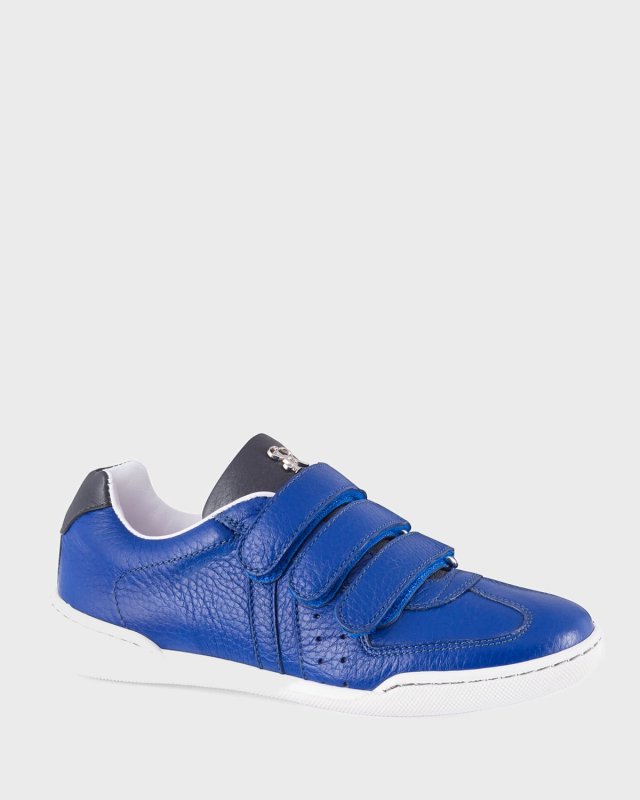 Boy's Deerskin Leather Grip-Strap Sneakers, Kids