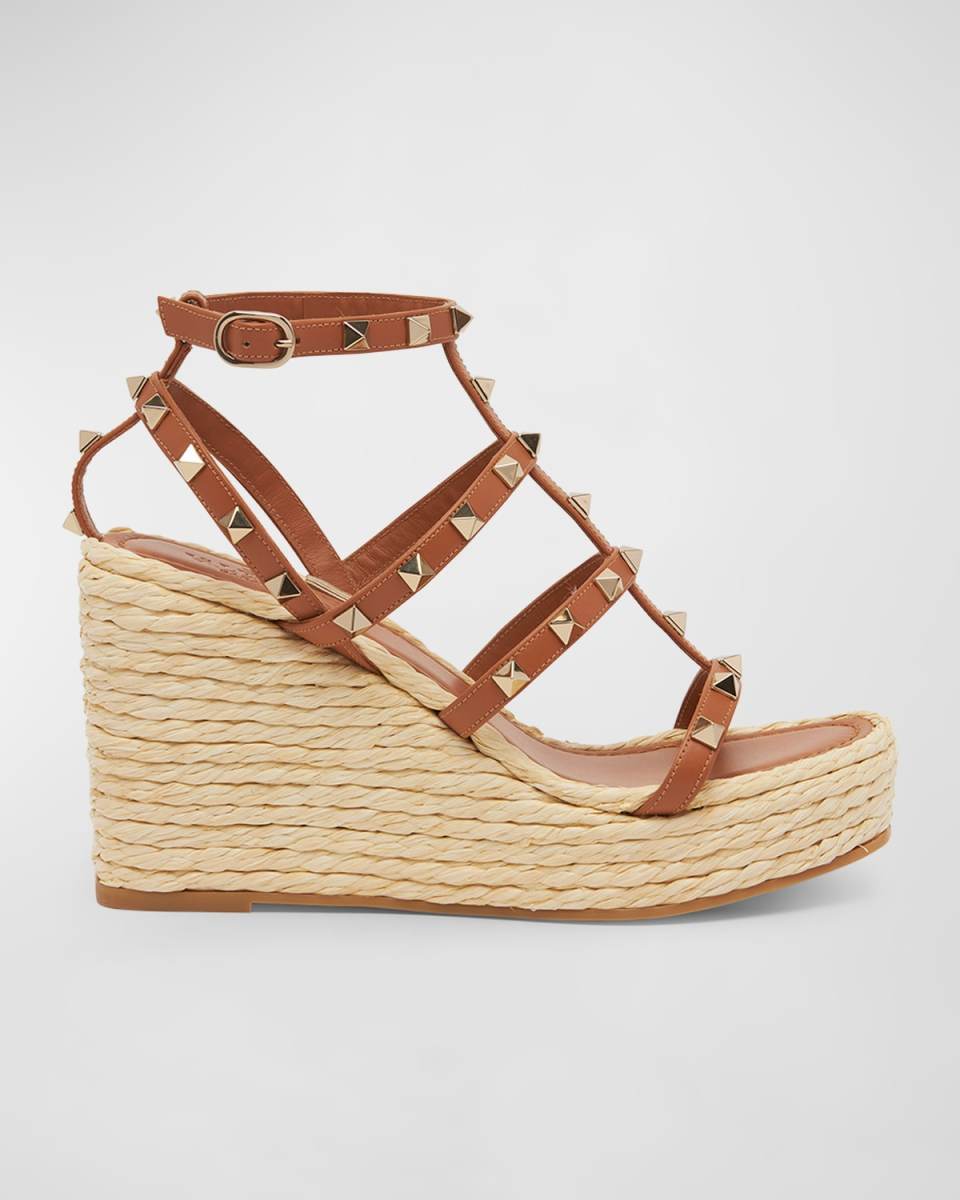 Rockstud Caged Wedge Espadrille Sandals