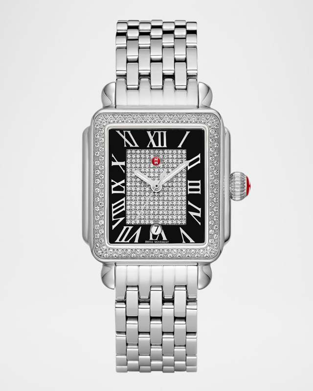Deco Madison Noir Diamond Dial Silver Bracelet Watch