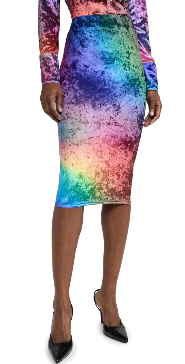 BruceGlen Prism Crushed Velvet Pencil Skirt Blue Prism