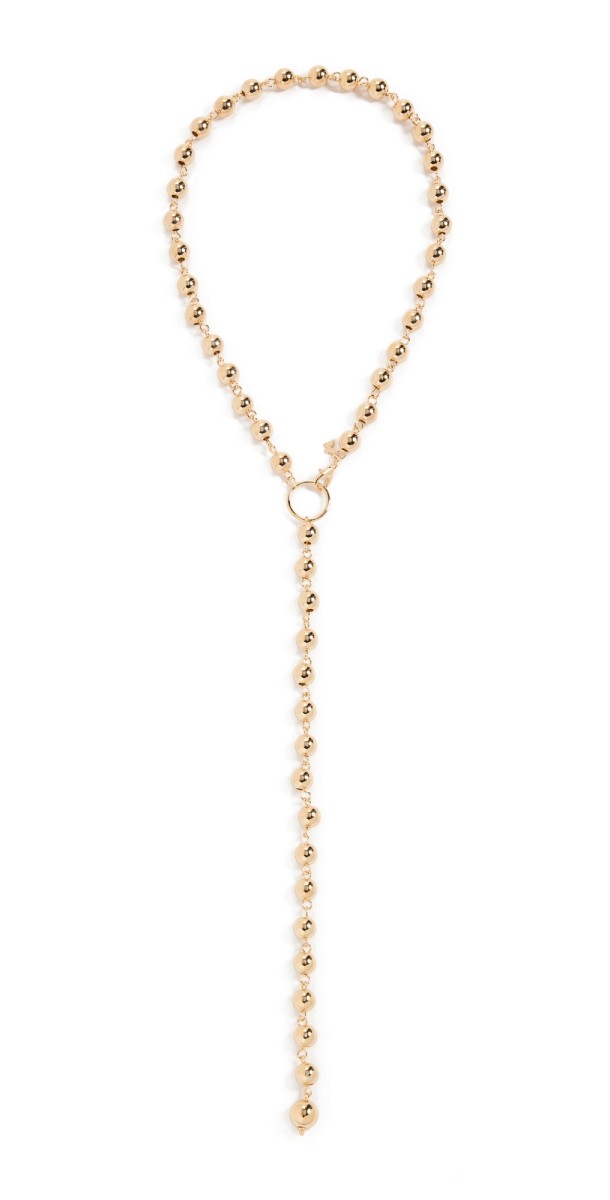 By Adina Eden Multi Ball Deep Lariat Necklace Gold
