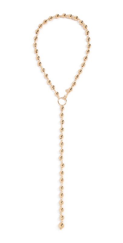 By Adina Eden Multi Ball Deep Lariat Necklace Gold