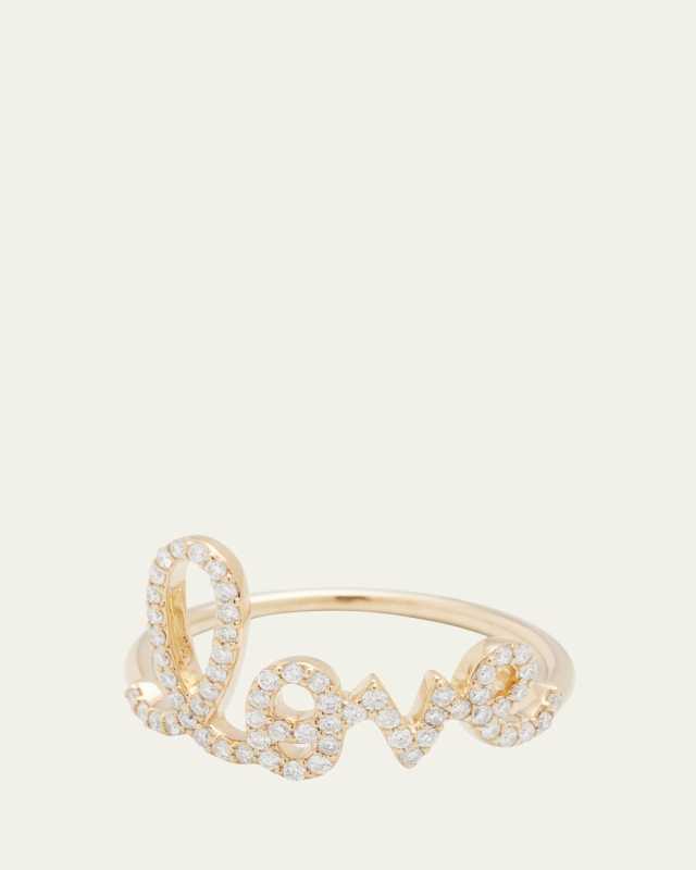 Large Love 14K Gold Ring with Diamonds