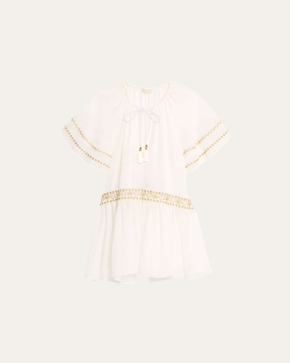 Whitley Tassel-Tie Embellished Mini Coverup Dress