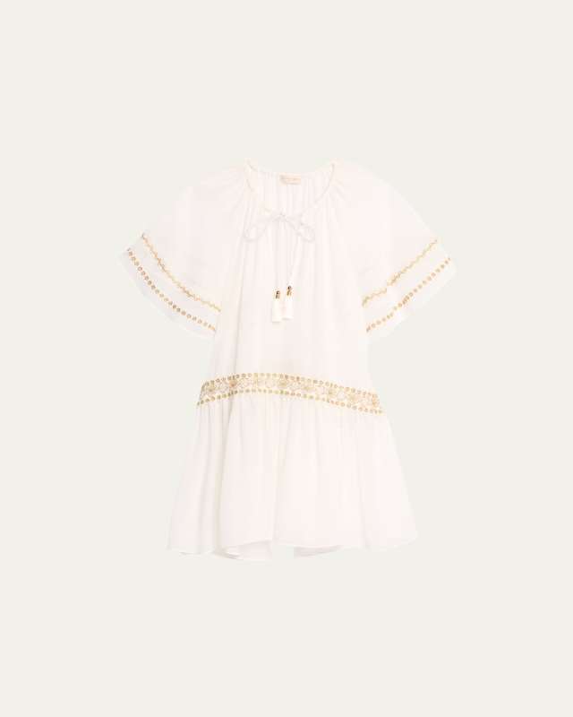 Whitley Tassel-Tie Embellished Mini Coverup Dress