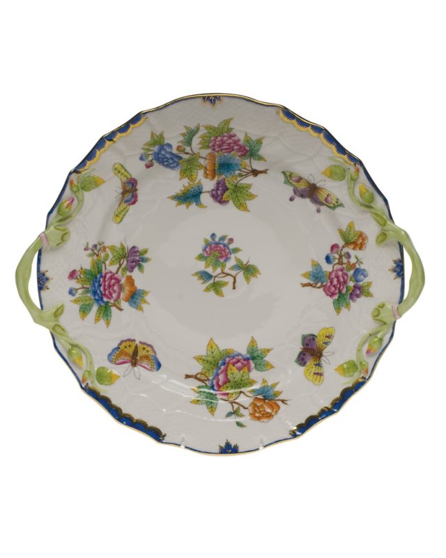 Queen Victoria Blue Chop Plate with Handles