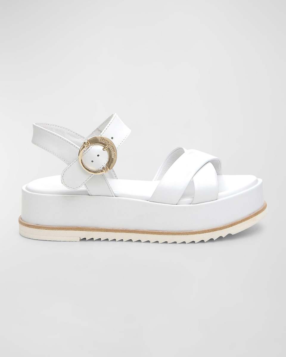 Calfskin Crisscross Flatform Sandals