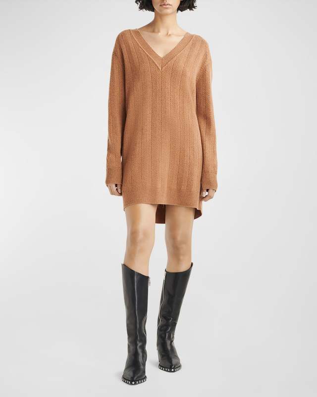 Durham V-Neck Cashmere Mini Sweater Dress