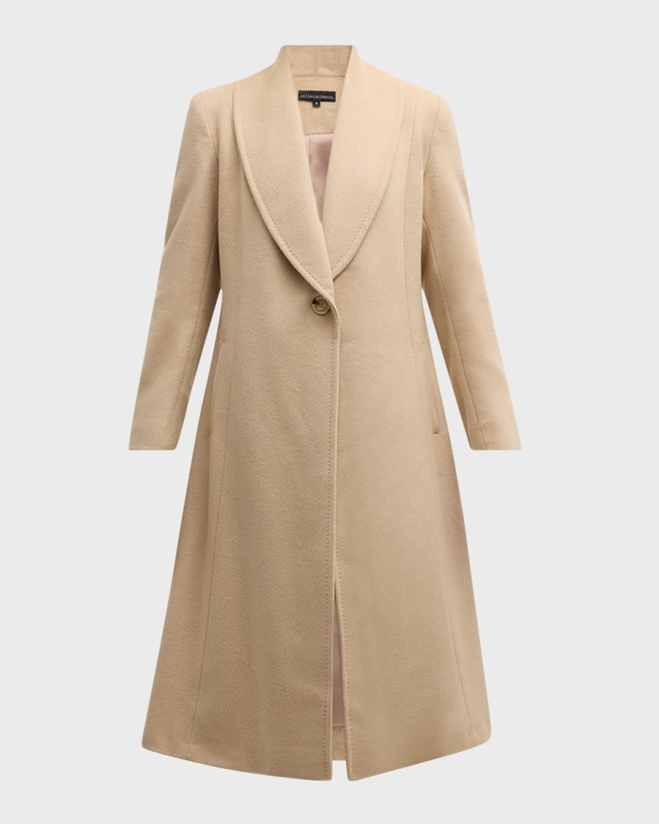 Shawl-Collar Camel Hair Princess Coat