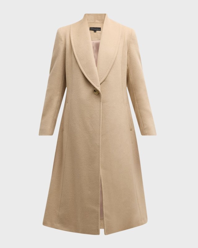 Shawl-Collar Camel Hair Princess Coat