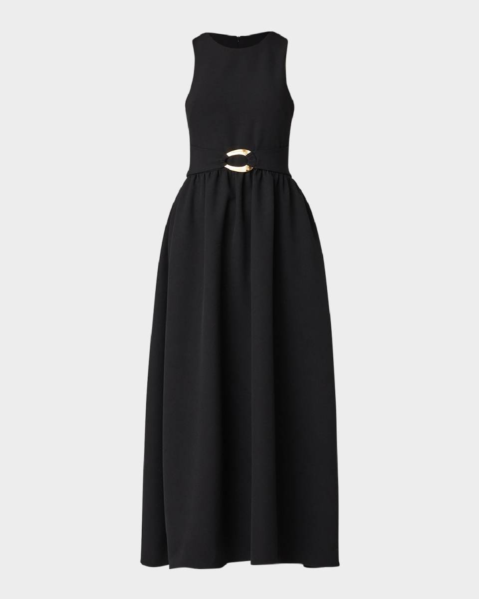 Long Sleeveless Crepe Dress