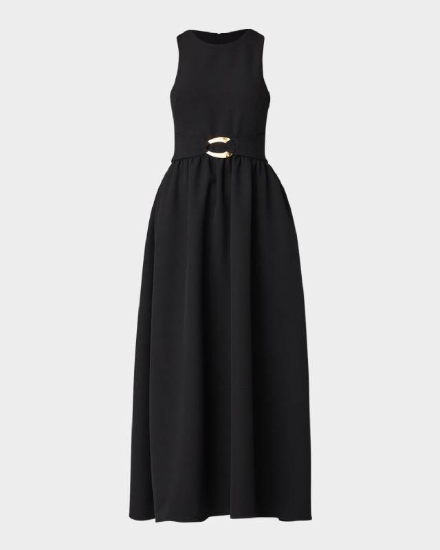 Long Sleeveless Crepe Dress