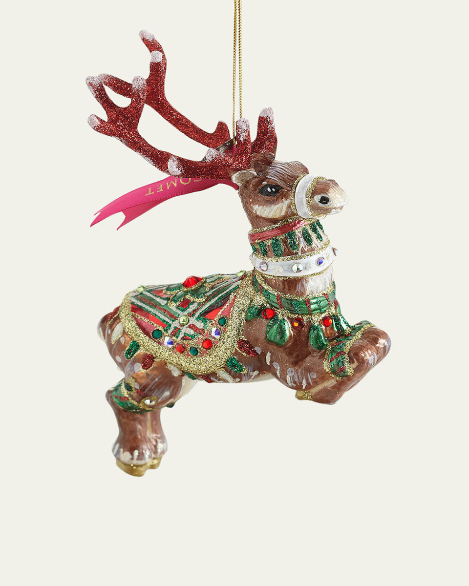 Comet Reindeer Glass Ornament