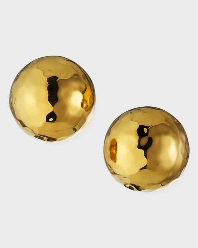 Hammered Gold Dome Stud Earrings