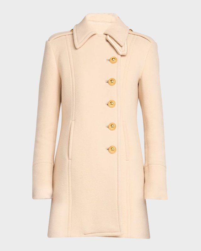 Wool-Cashmere Duffle Asymmetric Peacoat