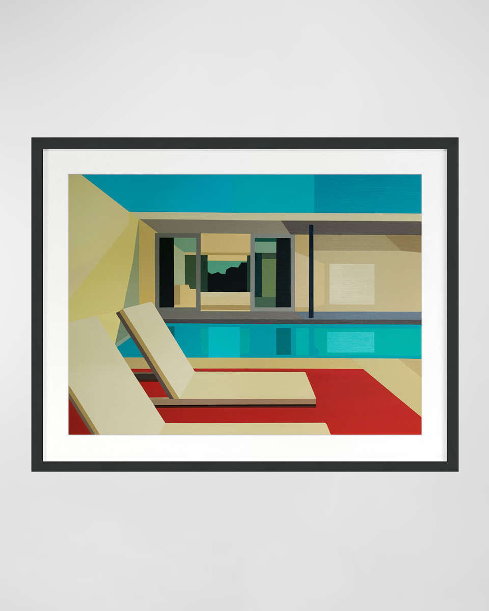 "Poolside Living" Print by Andy Burgess, Framed Under Plexiglass