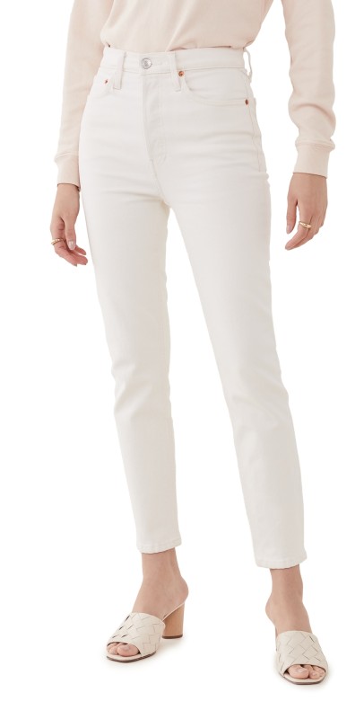 RE/DONE 90s High Rise Comfort Stretch Ankle Crop Jeans Vintage White