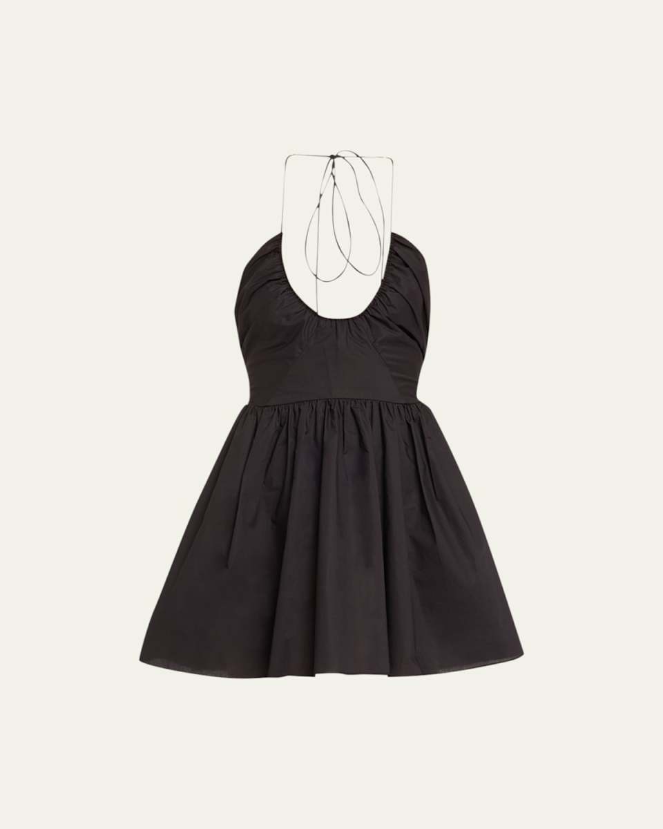 Drawcord Halter Mini Dress
