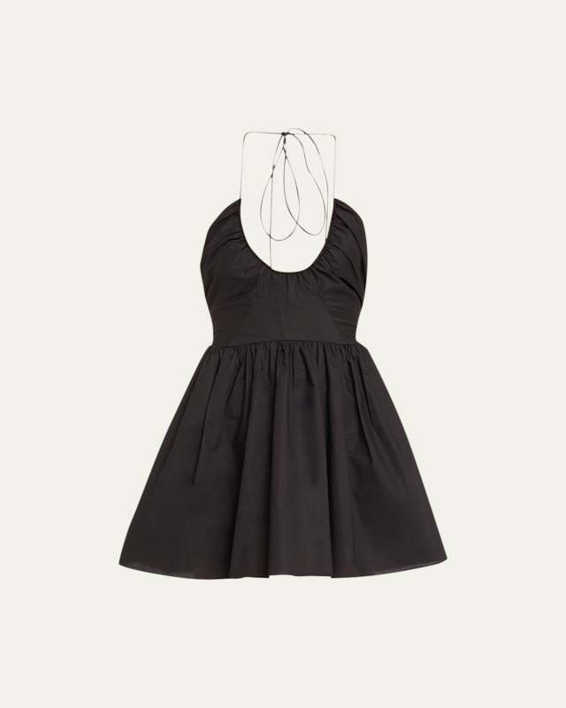 Drawcord Halter Mini Dress