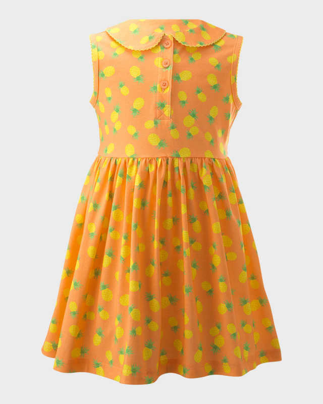 Girl's Pineapple-Print Sleeveless Dress, Size 2-
