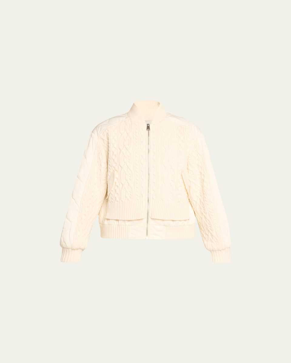 Rollins Combo Knit Zip-Front Bomber Jacket