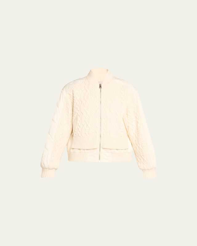 Rollins Combo Knit Zip-Front Bomber Jacket