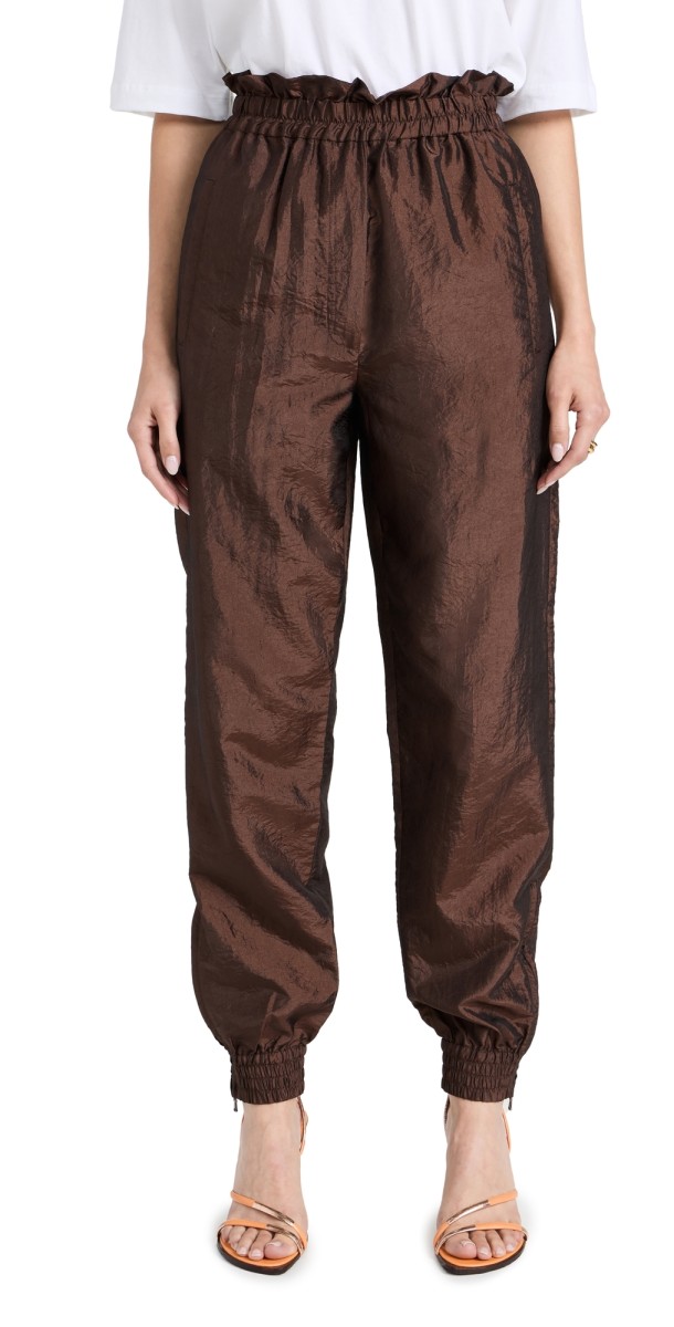 Tibi Crispy Nylon Felix Paper Bag Joggers Brown