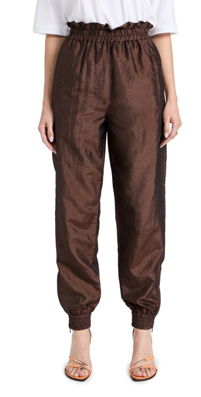 Tibi Crispy Nylon Felix Paper Bag Joggers Brown