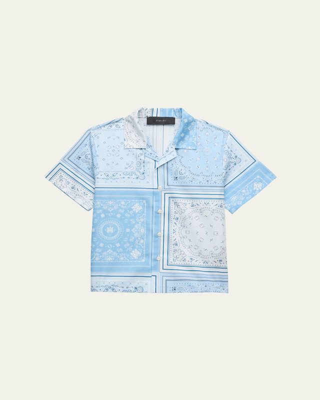 Boy's Bandana-Print Button Down Shirt, Size 4-12
