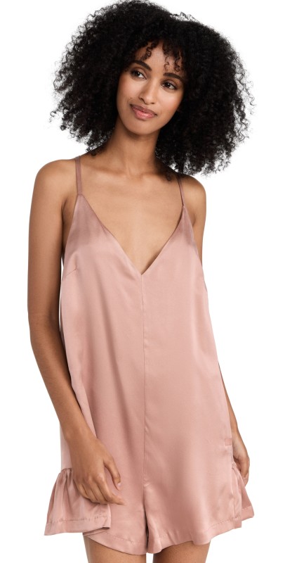 Lunya Washable Silk Romper Otium Tan