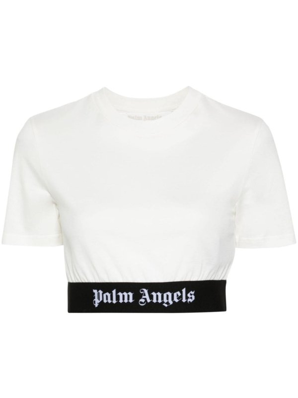 logo-jacquard cropped T-shirt