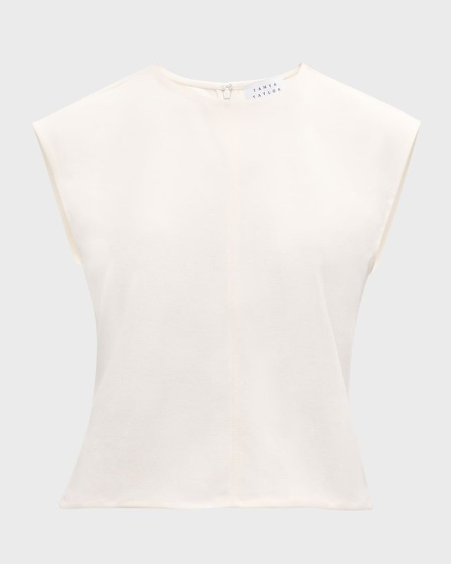 Rosalind Draped Cap-Sleeve Top