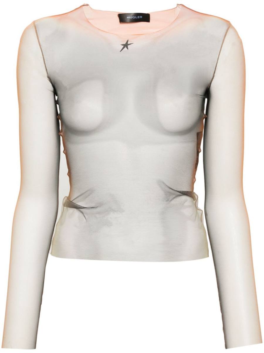 long-sleeve mesh T-shirt