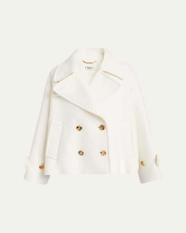 Double-Breasted Soft Wool Pea Coat