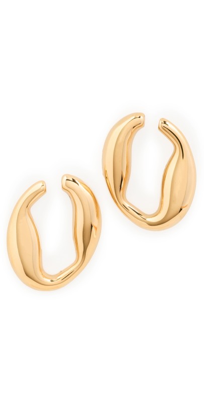 By Adina Eden Solid Open Rounded Statement Earrings Gold