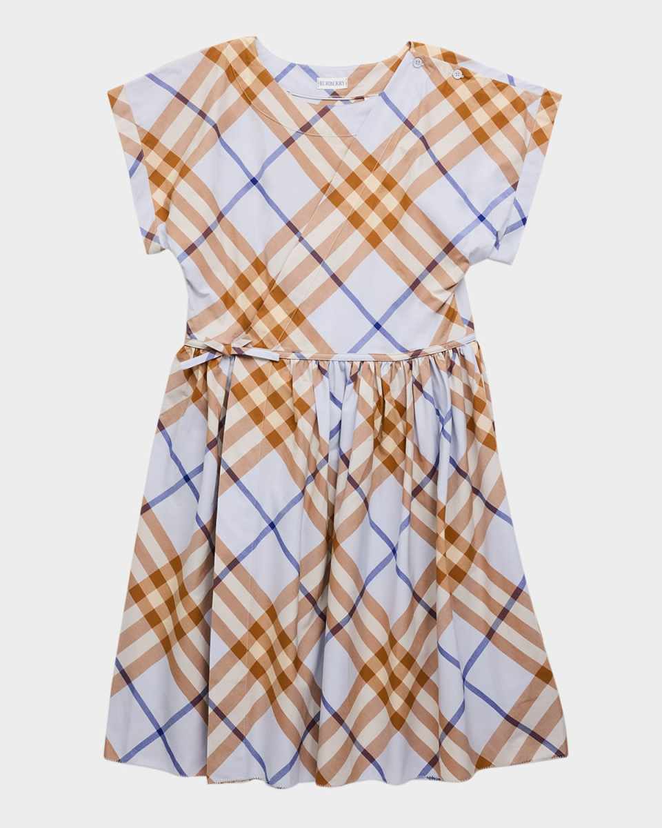 Girl's Anorra Check-Print A-Line Dress, Size 3-14