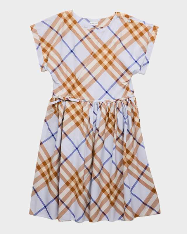 Girl's Anorra Check-Print A-Line Dress, Size 3-14