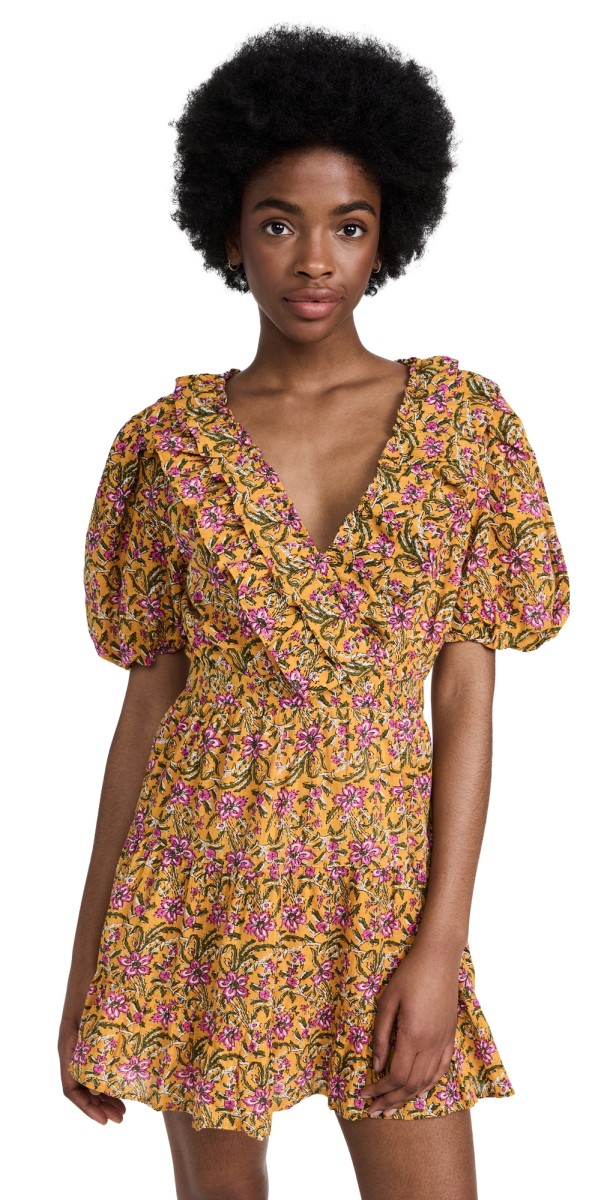 Rahi Del Sole Chiara Mini Dress Yellow Floral