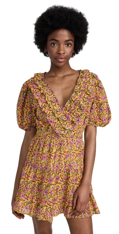Rahi Del Sole Chiara Mini Dress Yellow Floral